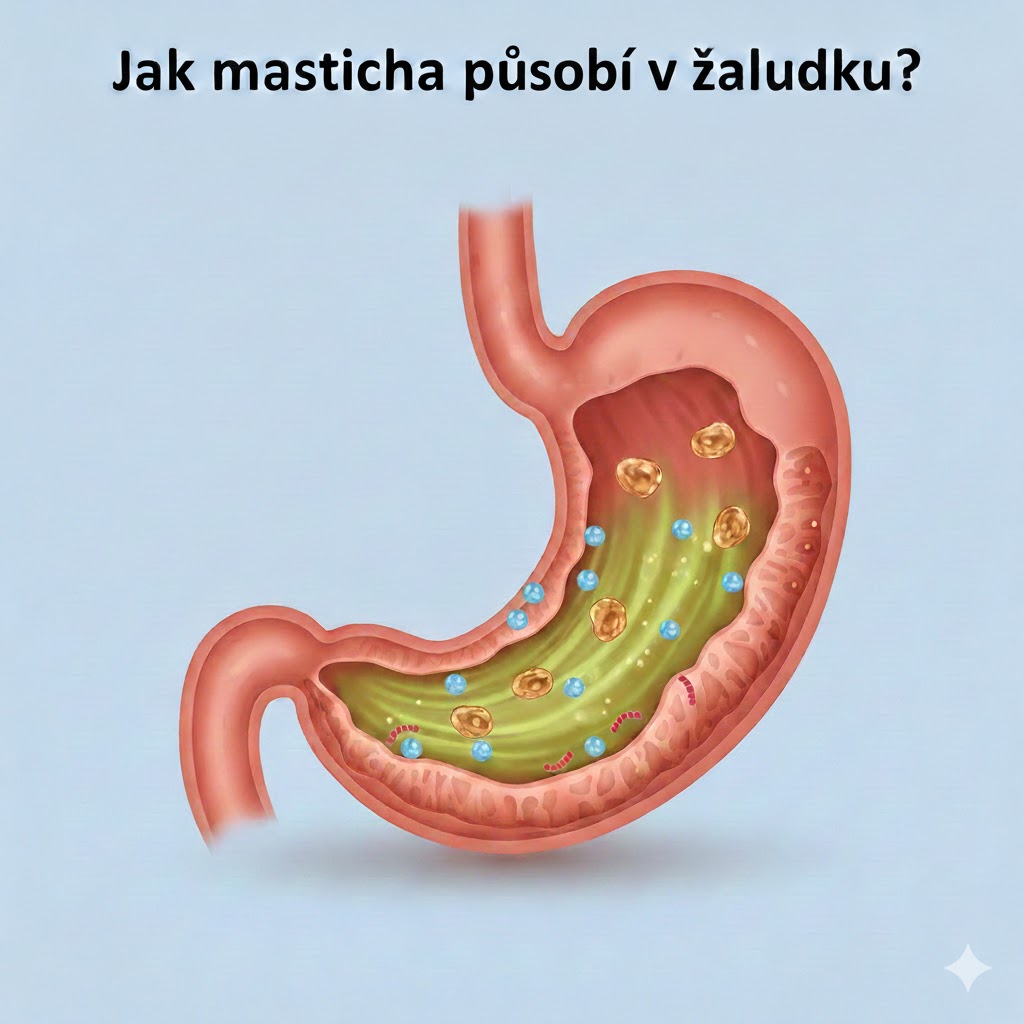 Jak masticha působí v žaludku? 